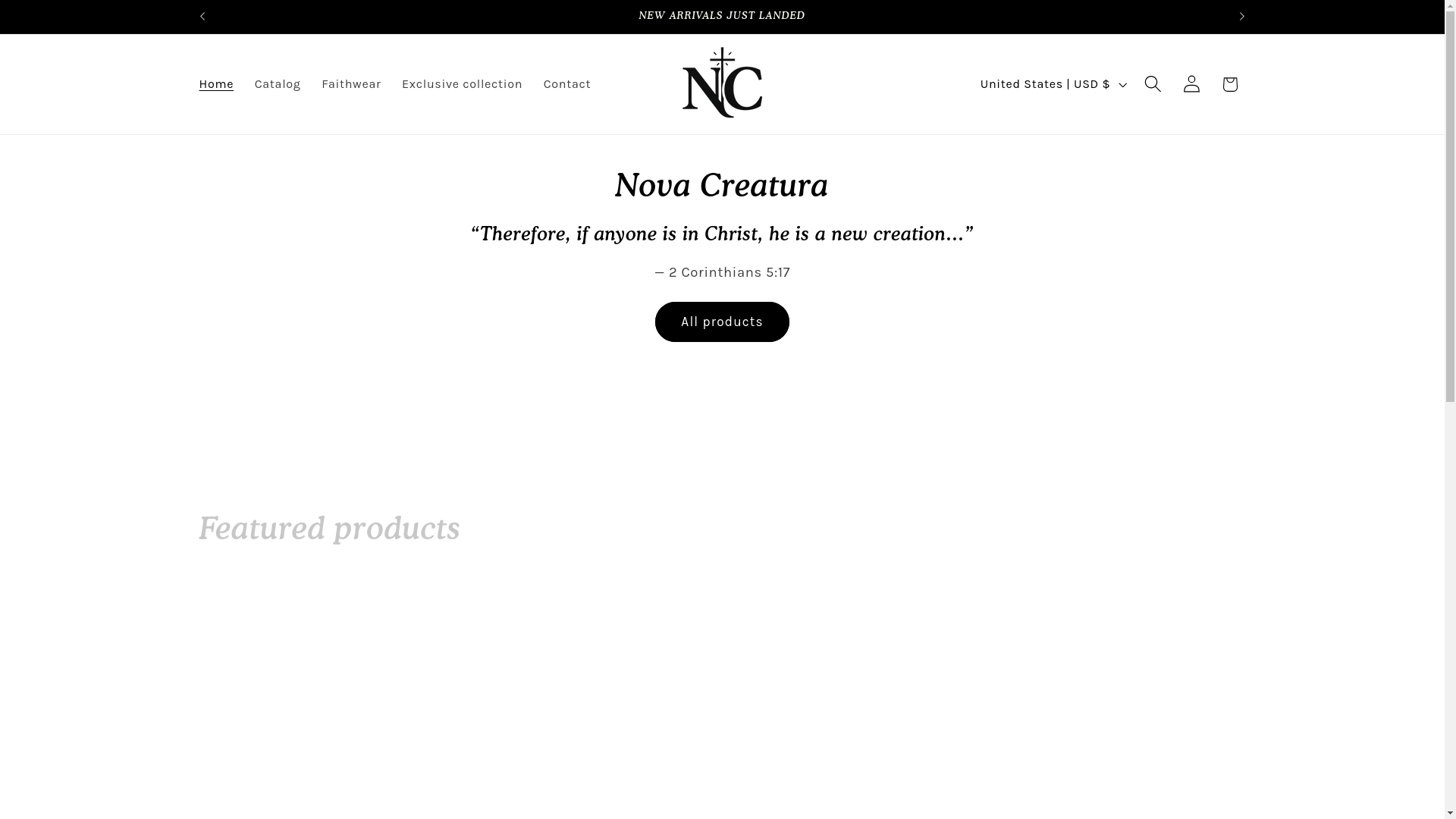 website screenshot of https://shopnovacreatura.com/