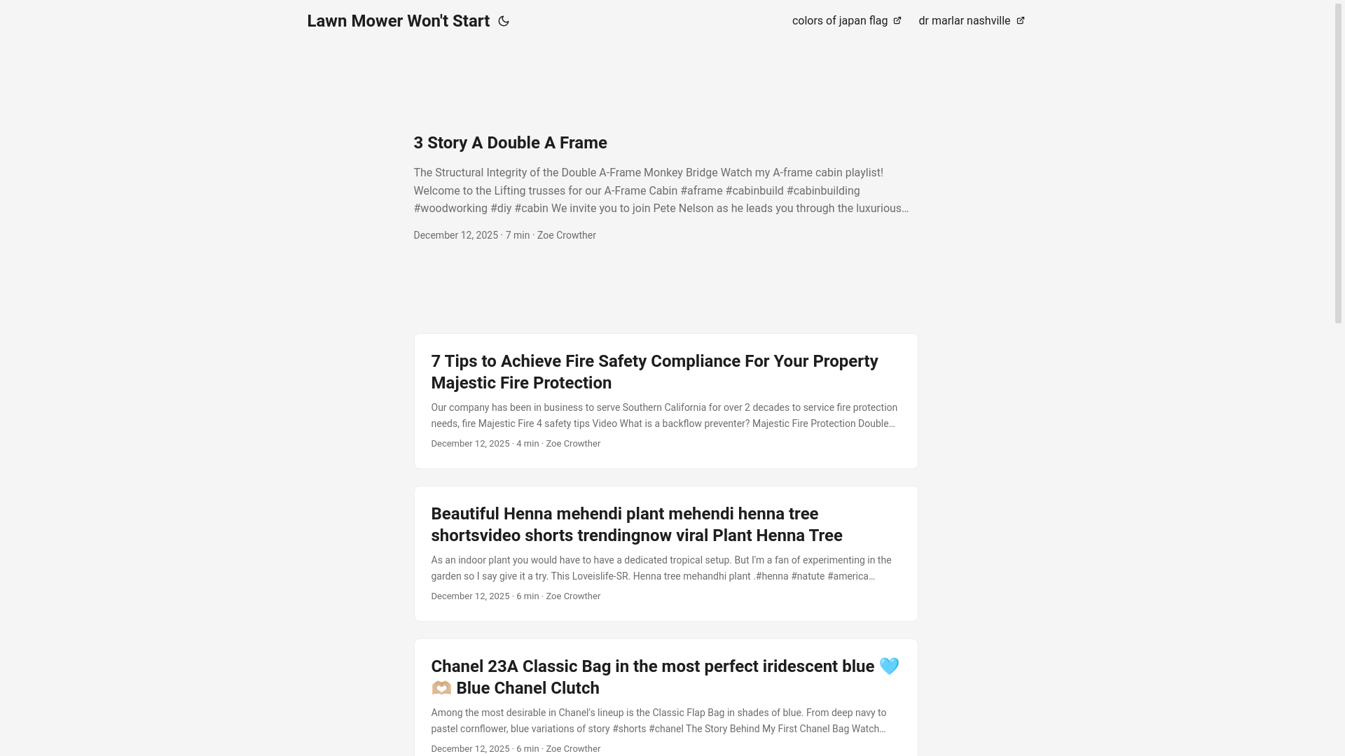 website screenshot of https://lawnmowerwontstart.pages.dev/