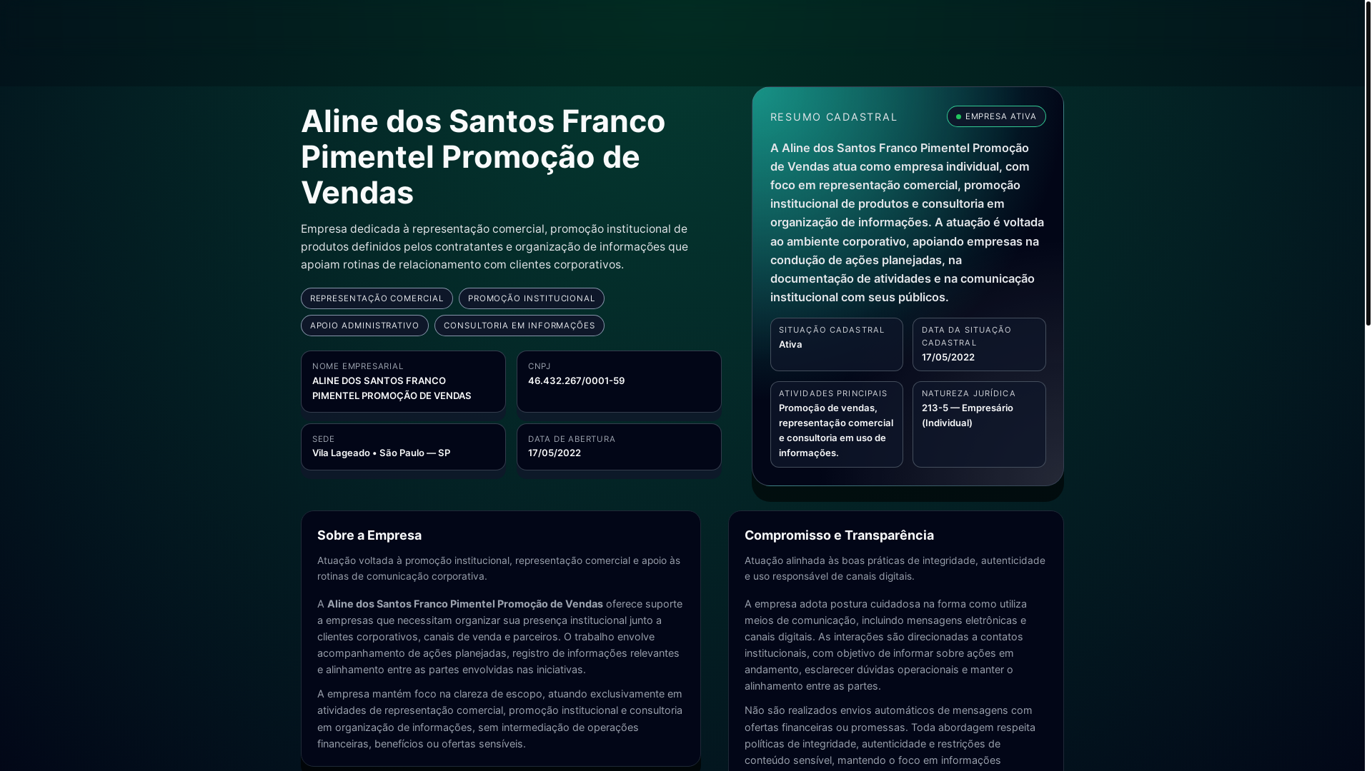 website screenshot of https://alinefrancopimentel.com/