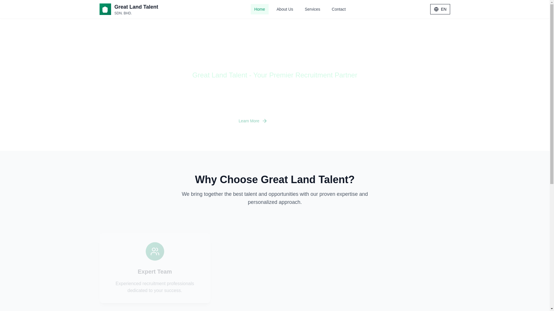 website screenshot of https://greatlandtalent.asia/