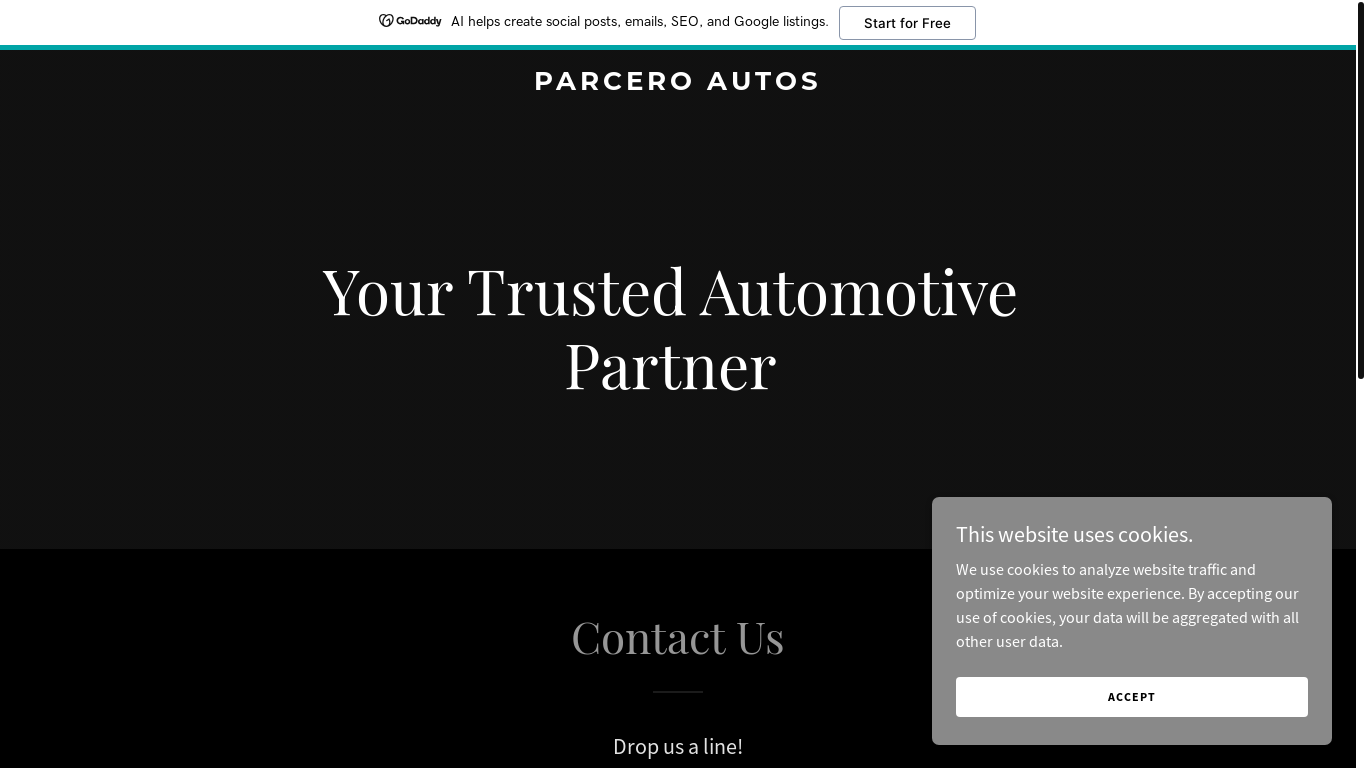 website screenshot of https://parceroautos.com/