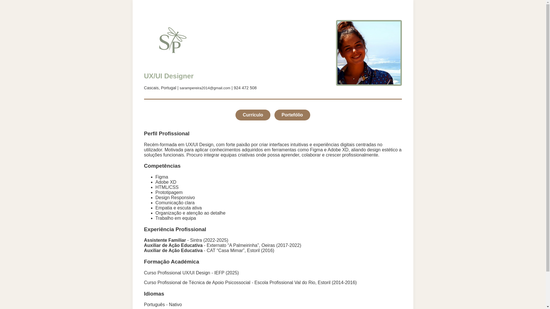 website screenshot of https://cvsarapereira.pages.dev/