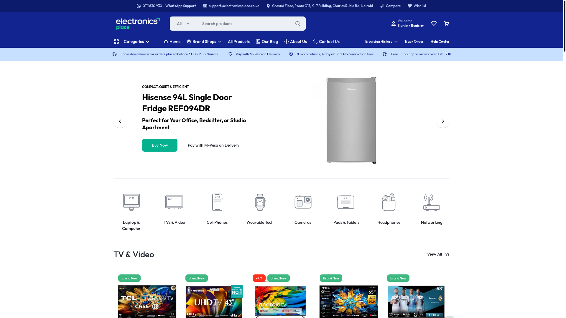 website screenshot of https://electronicsplace.co.ke/