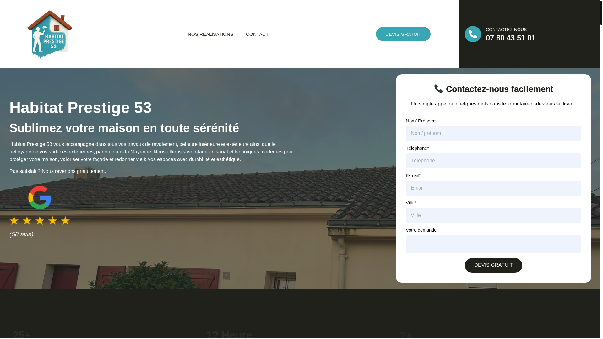 website screenshot of https://habitat-prestige53.fr/
