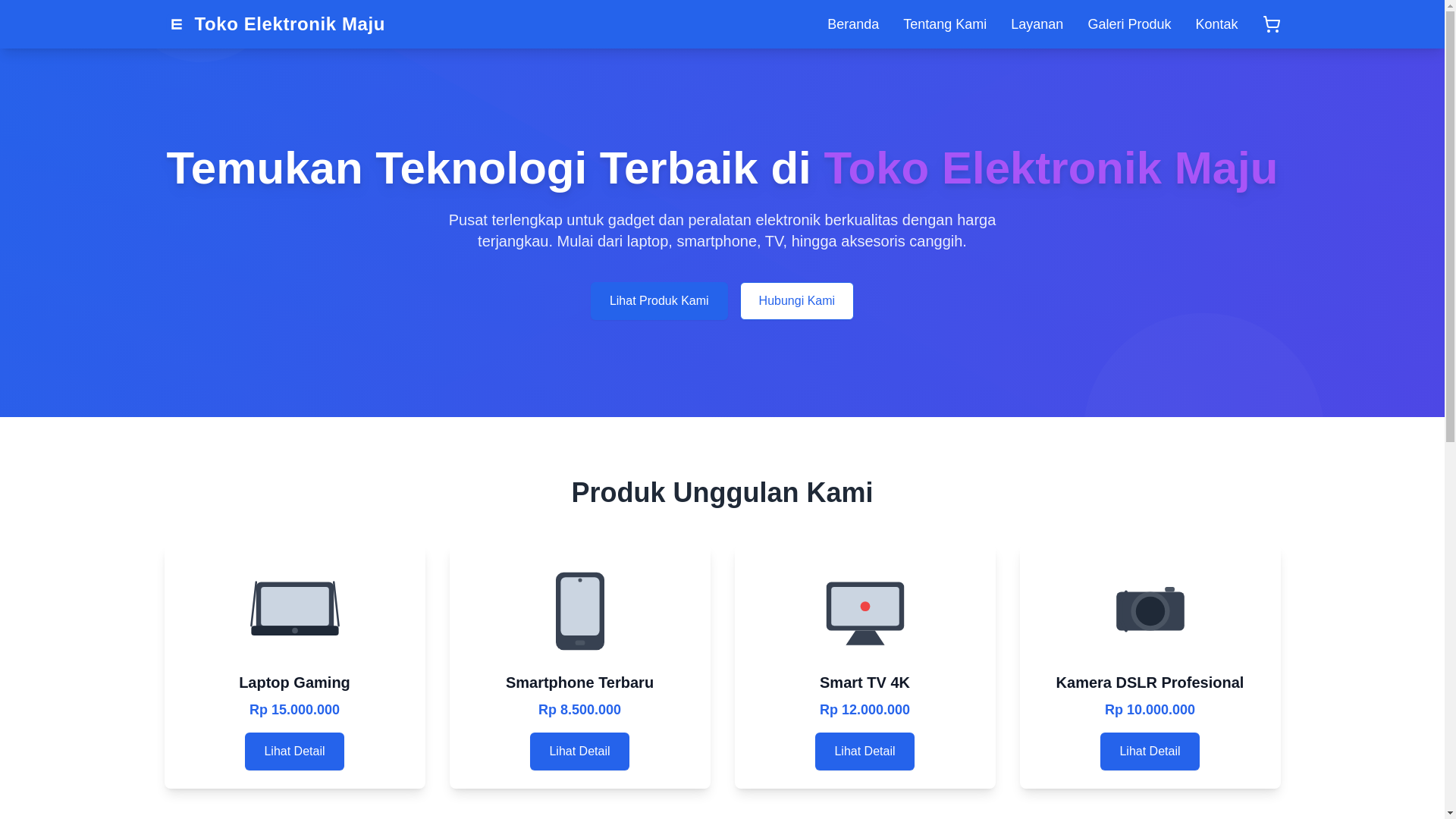 website screenshot of https://toko-elektronik-maju-1755592751758.pages.dev/