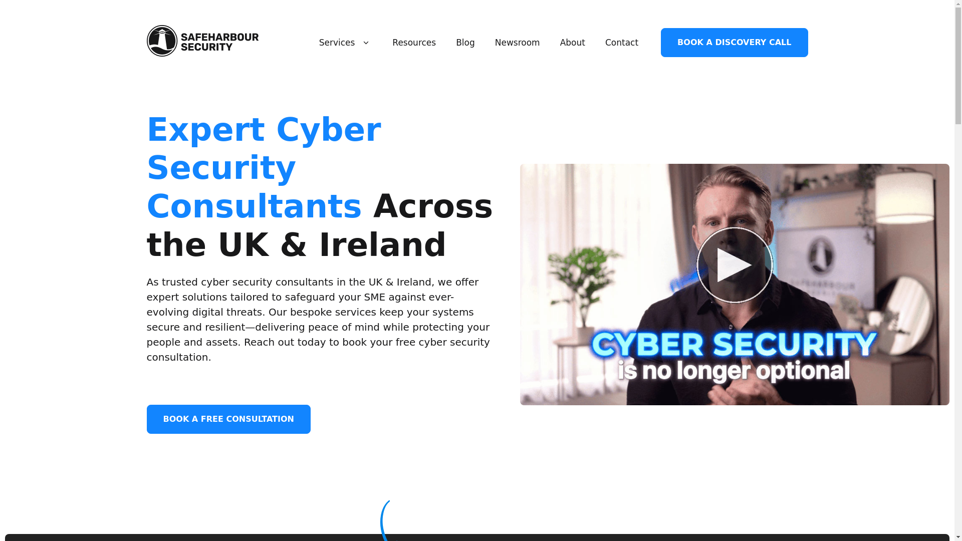 website screenshot of https://safeharboursecurity.com/
