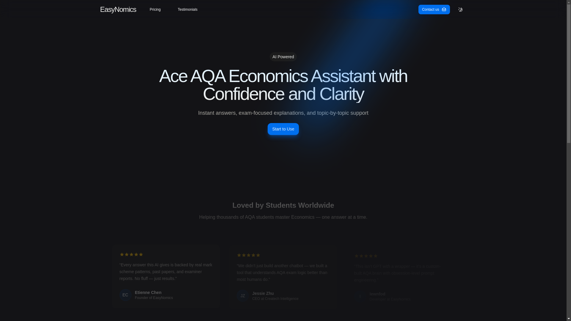 website screenshot of https://easynomics-landing-page.pages.dev/
