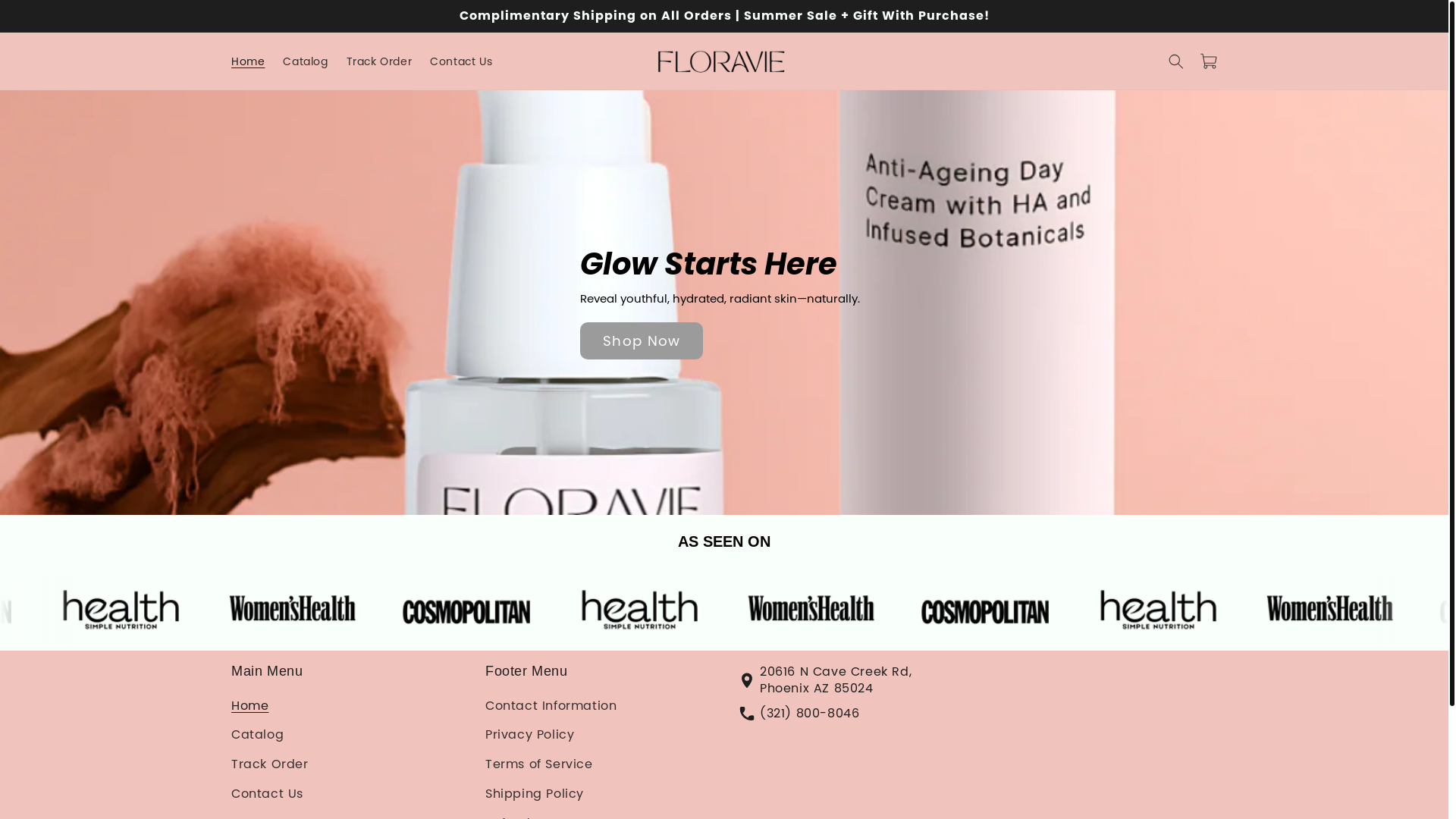 website screenshot of https://floravieusa.store/