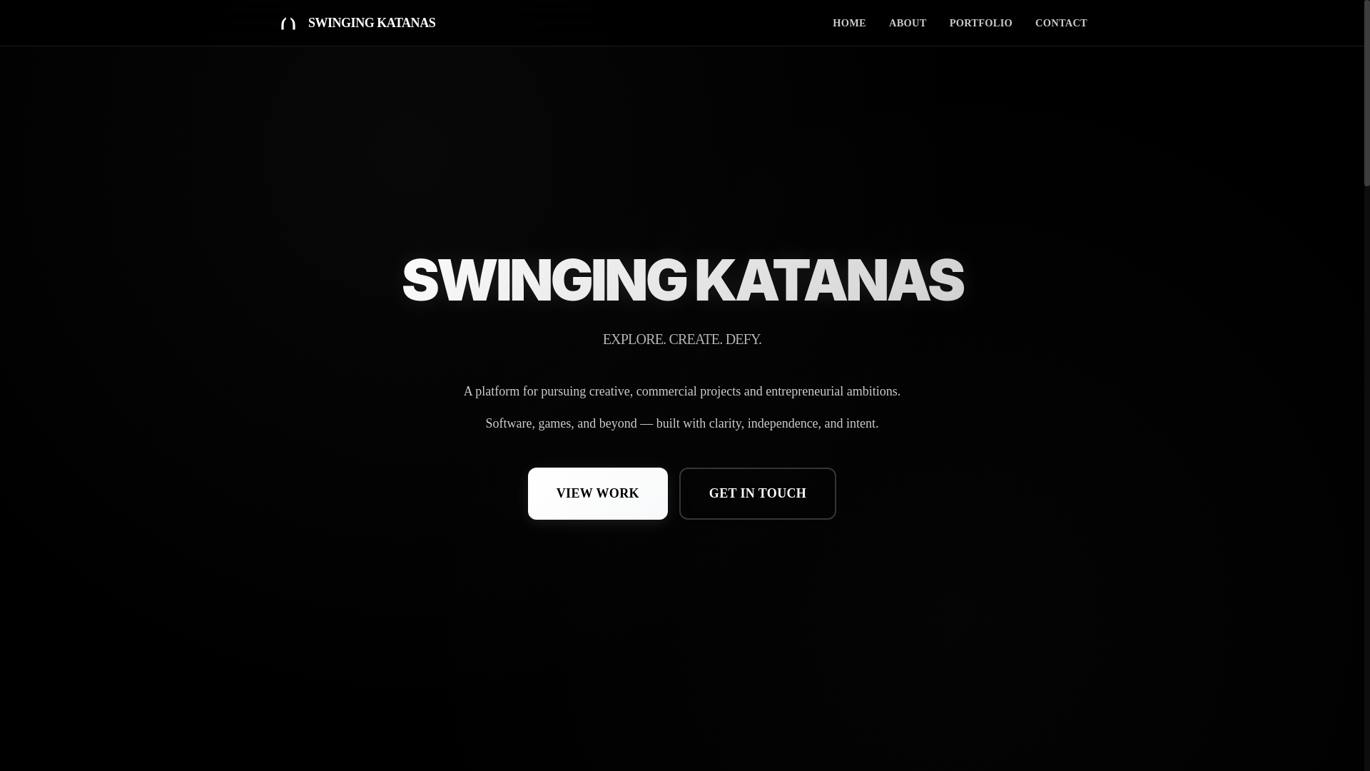 website screenshot of https://swingingkatanas.com/
