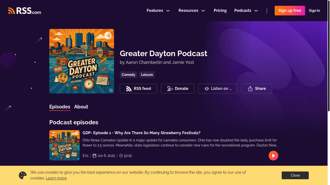 website screenshot of https://greaterdaytonpodcast.com/