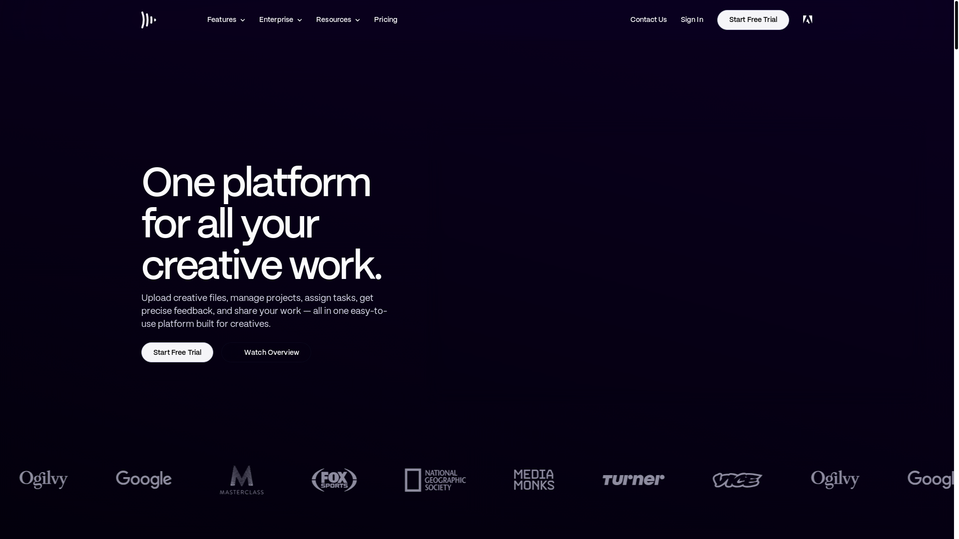 website screenshot of https://frame.io/