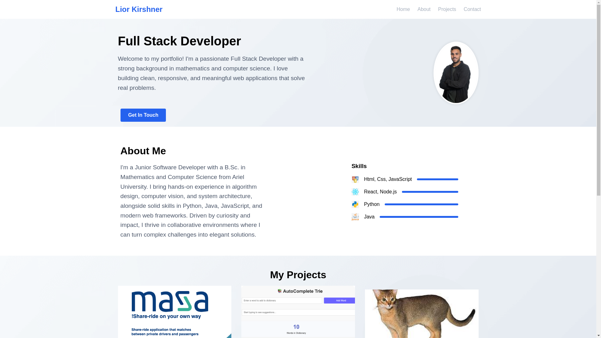 website screenshot of https://kirshner.me/