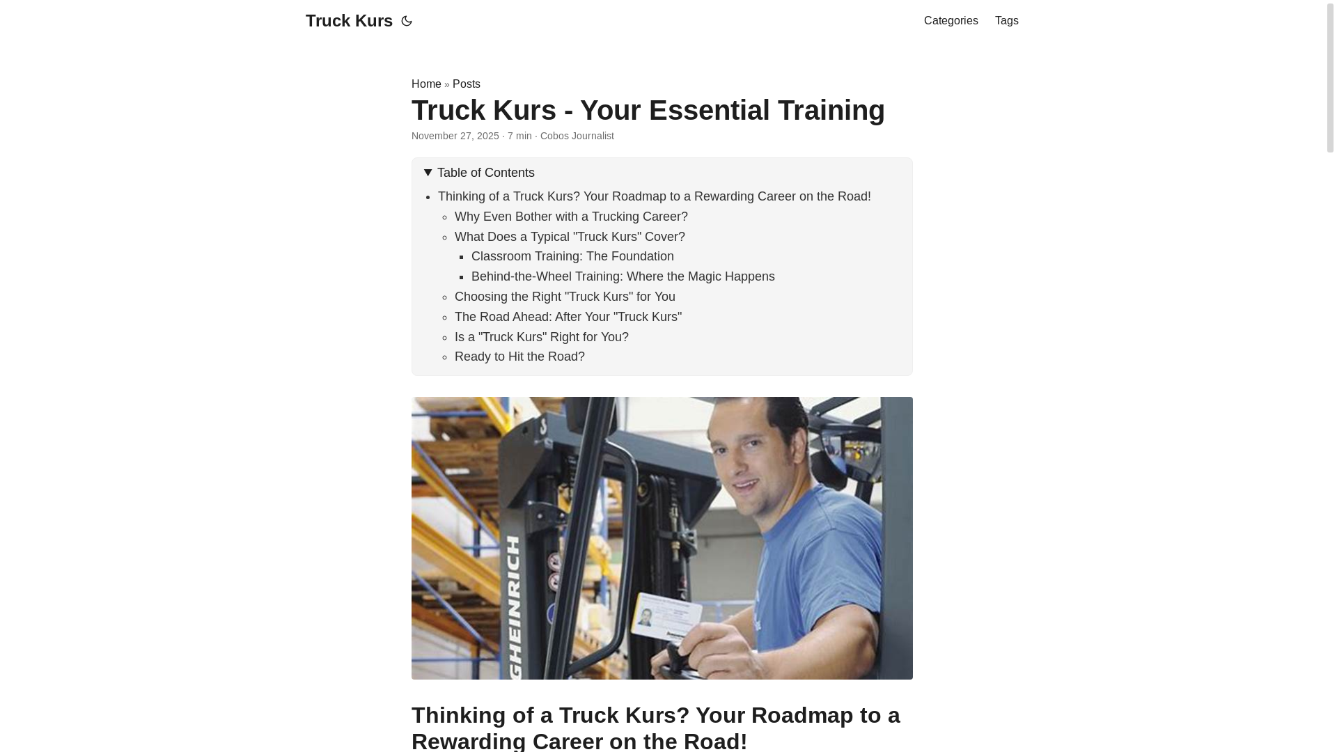 website screenshot of https://truckkurs.pages.dev/
