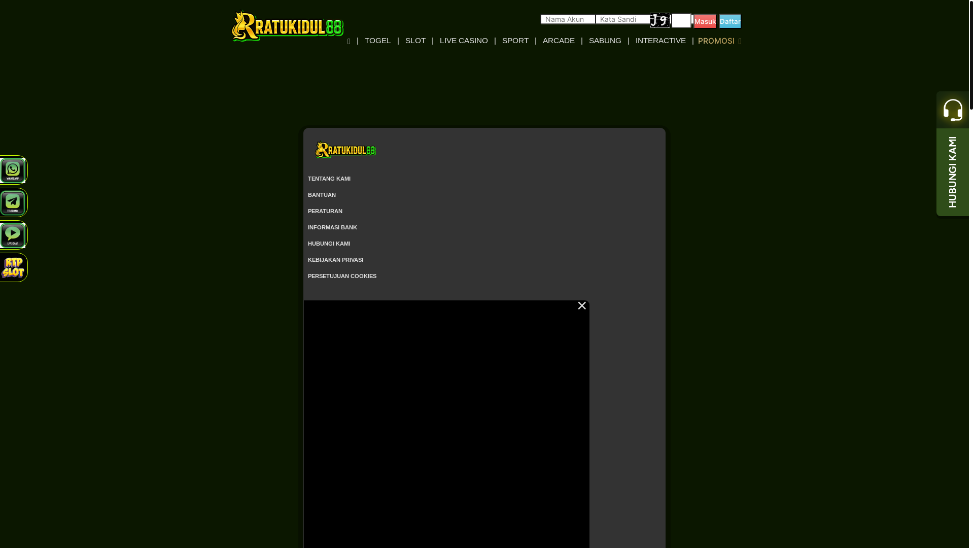 website screenshot of https://ratukidul88thebest.com/