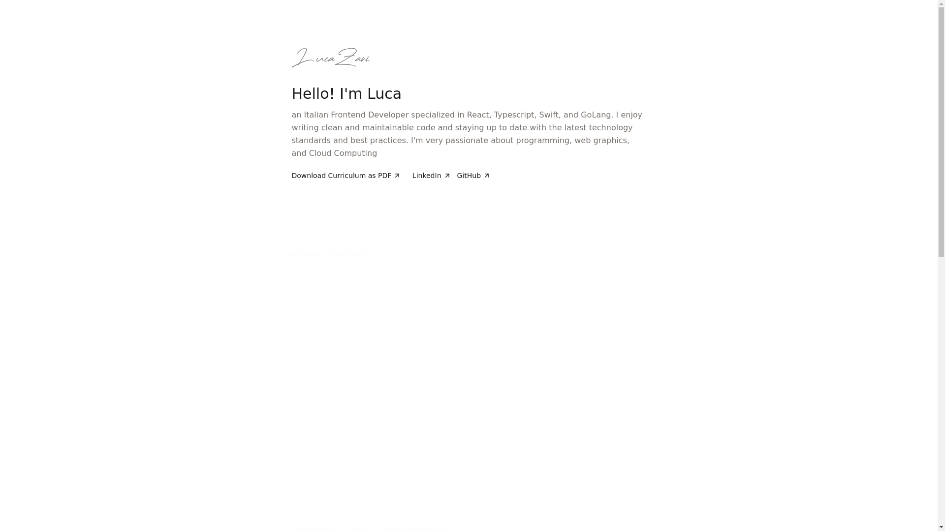website screenshot of https://zaniluca.pages.dev/