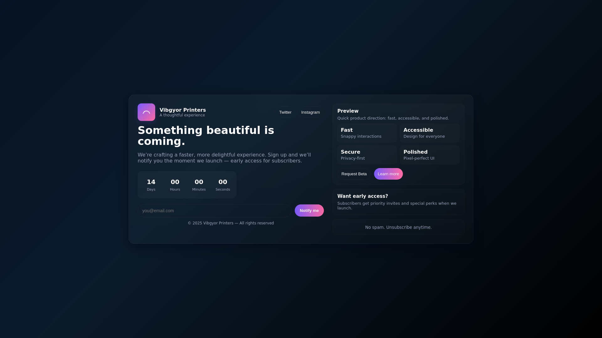 website screenshot of https://vibgyorprinters.com/
