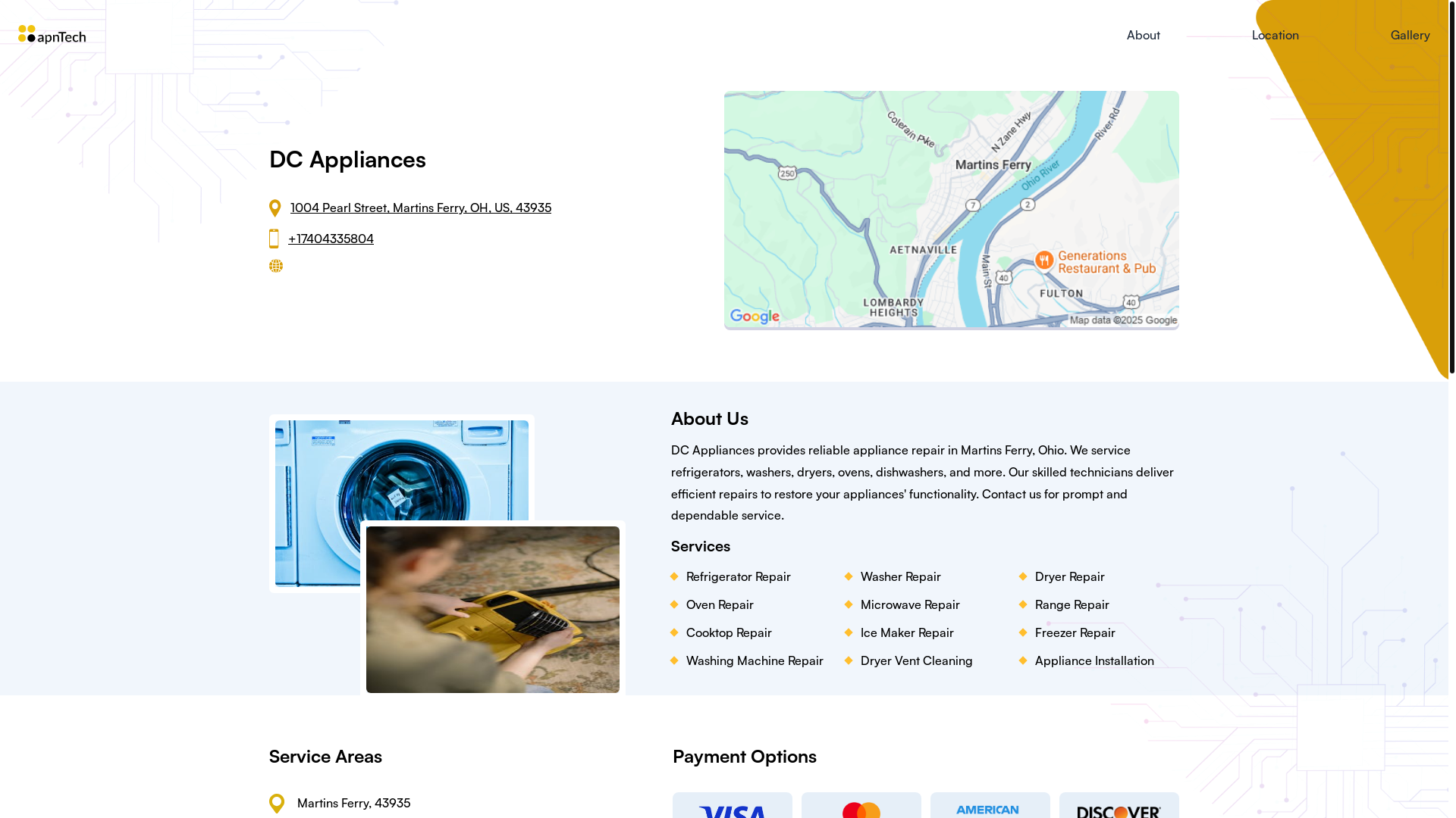 website screenshot of https://dcappliances.online/