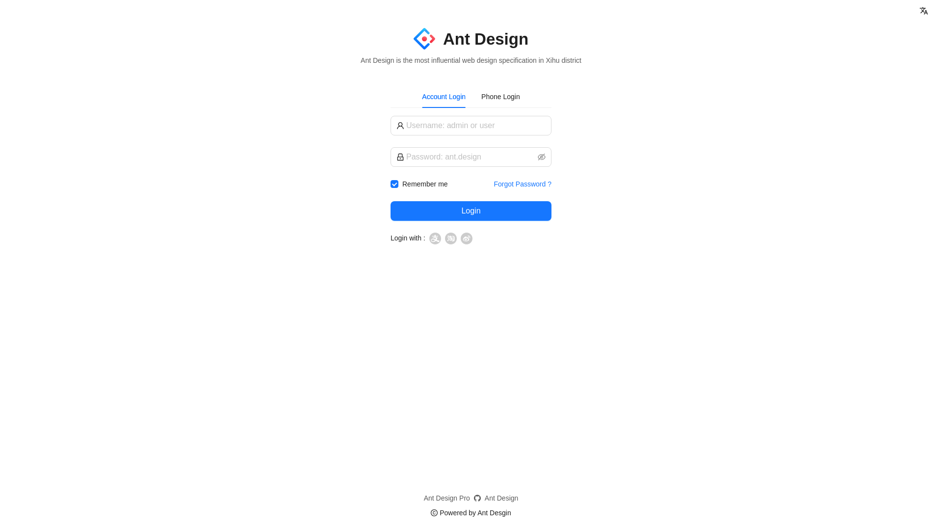 website screenshot of https://ant-design-pro-nd3.pages.dev/