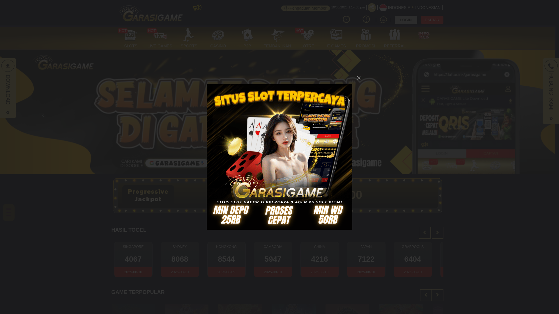 website screenshot of https://garasigamegg16.com/