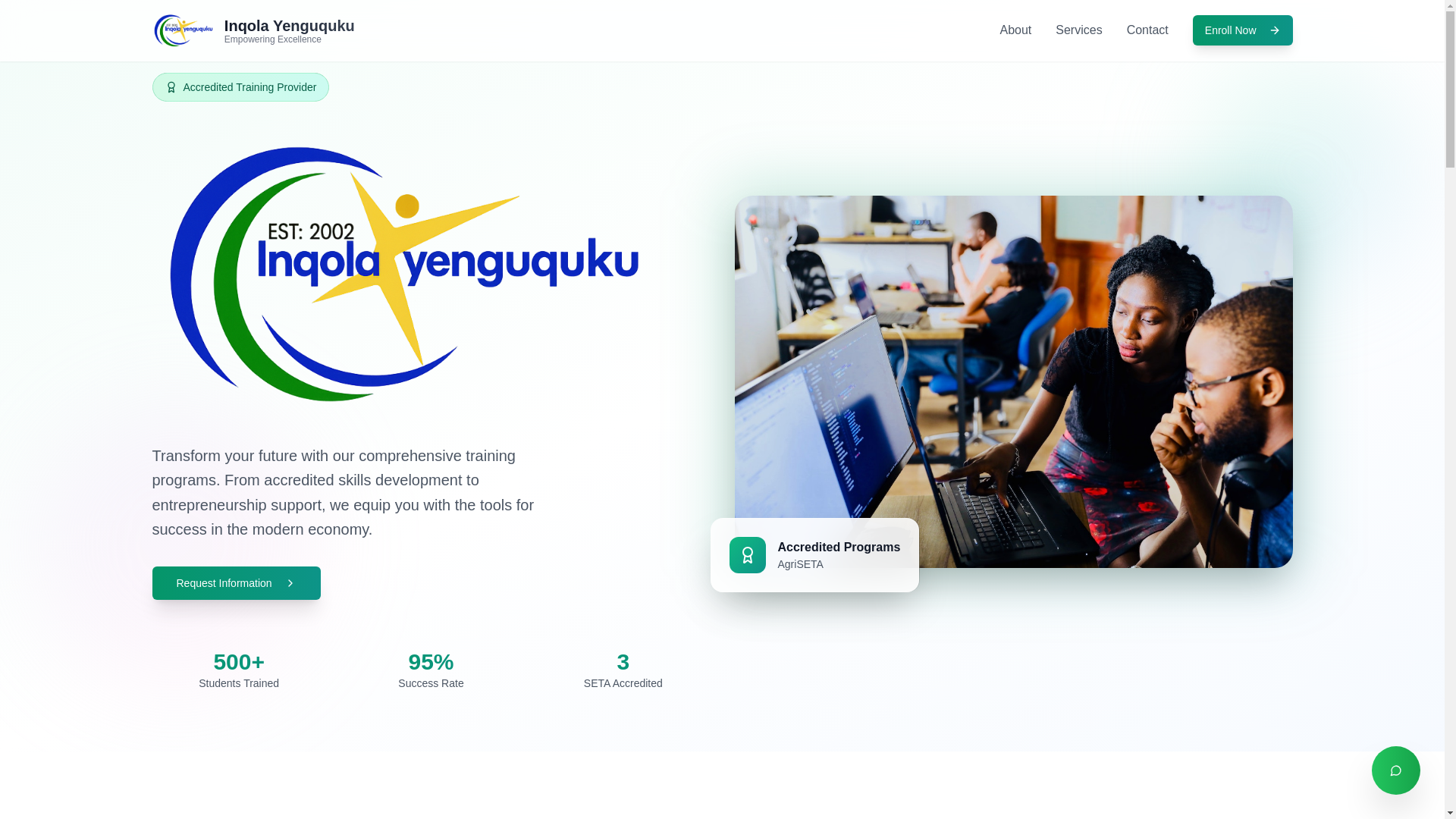 website screenshot of https://iytraining.co.za/
