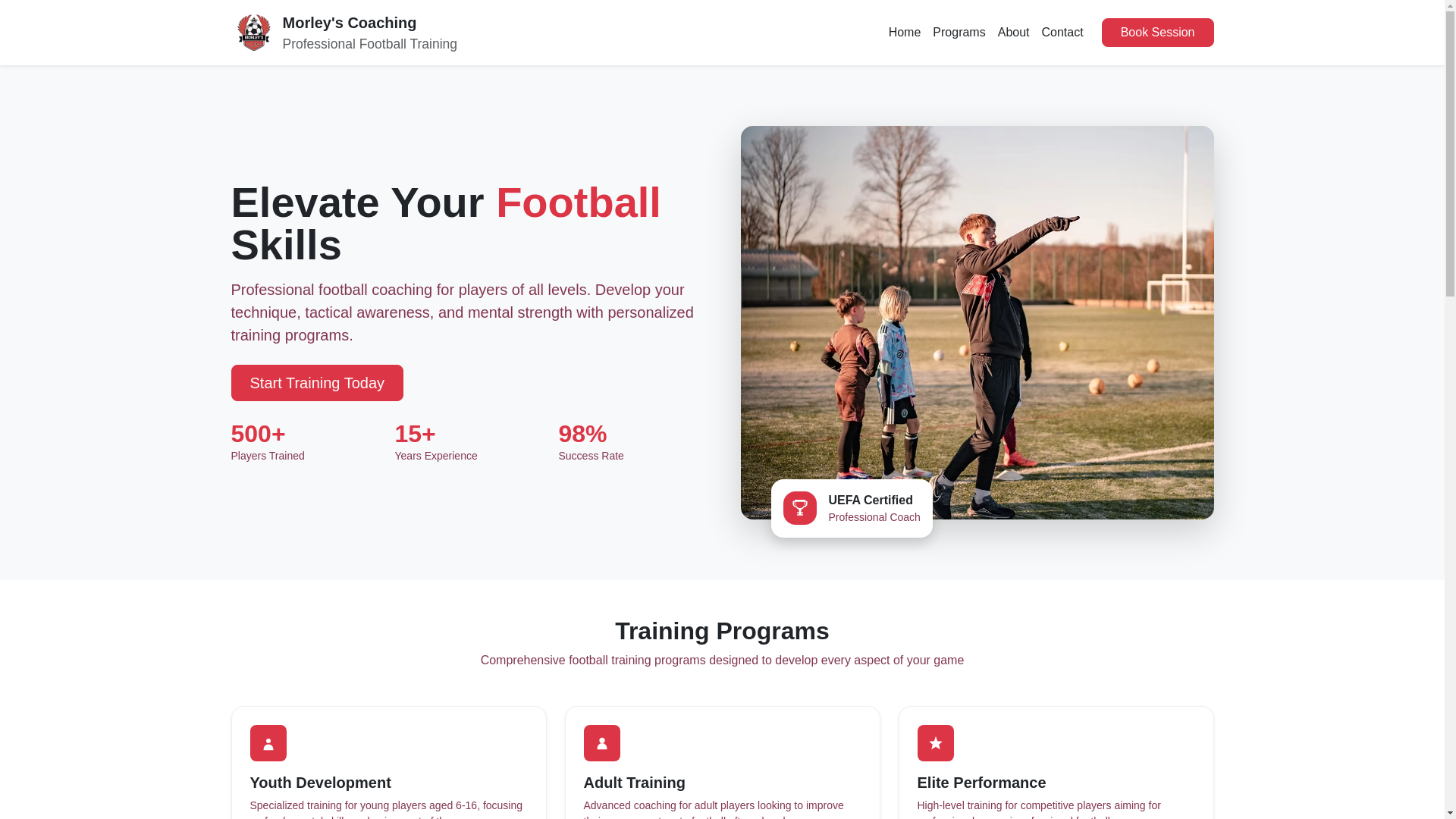 website screenshot of https://morleyscoaching.co.uk/