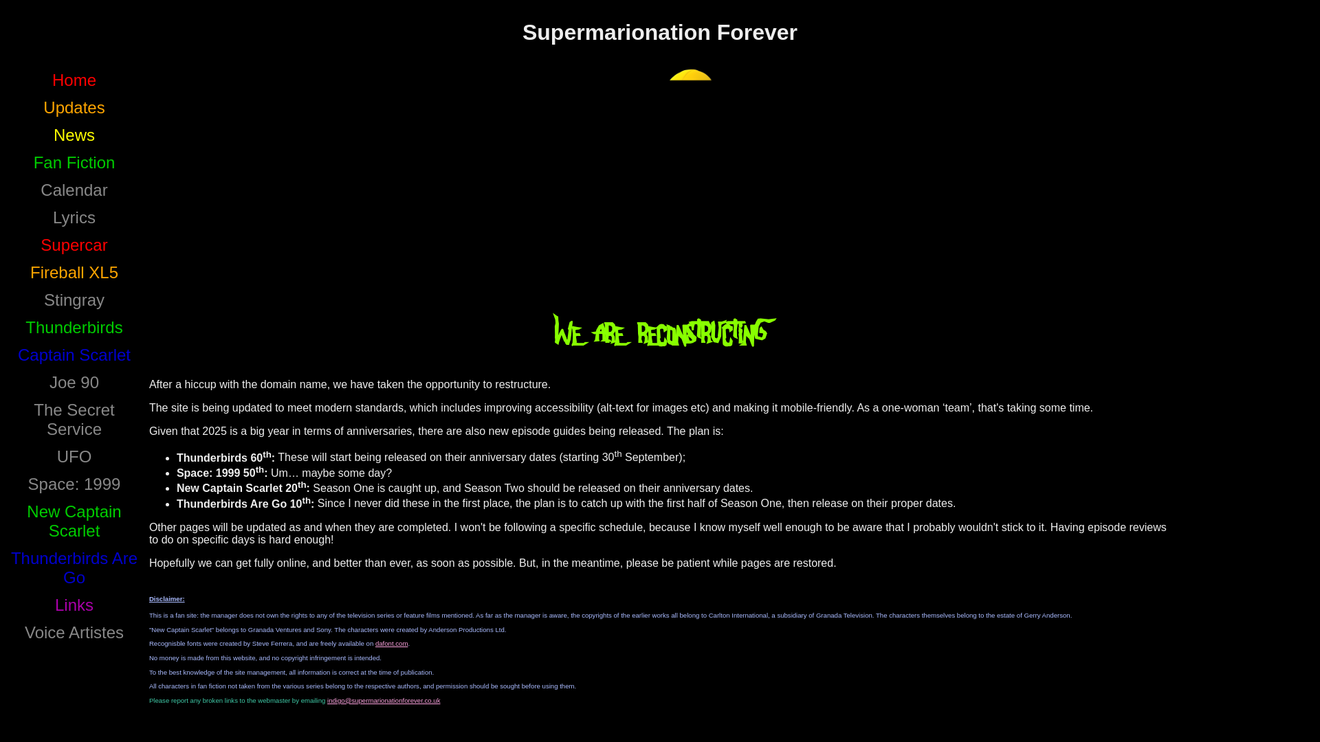 website screenshot of https://supermarionationforever.uk/
