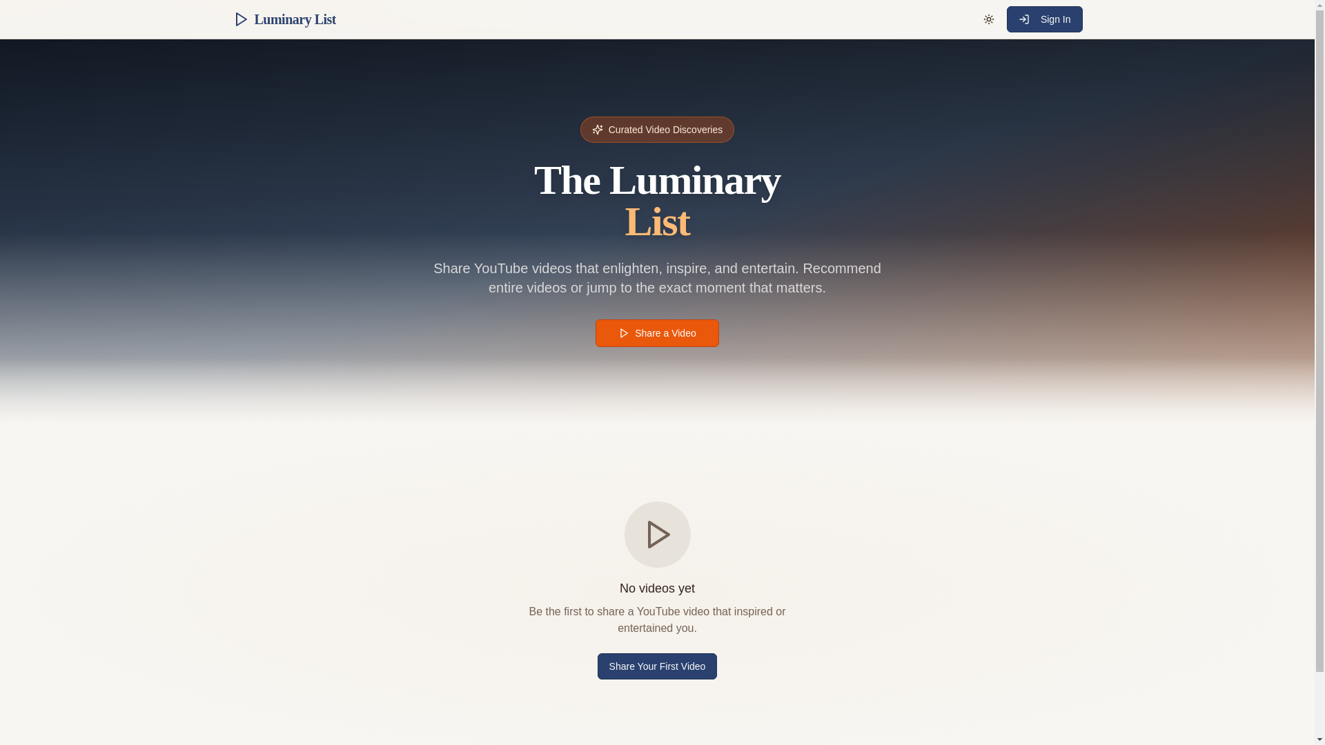 website screenshot of https://theluminarylist.com/