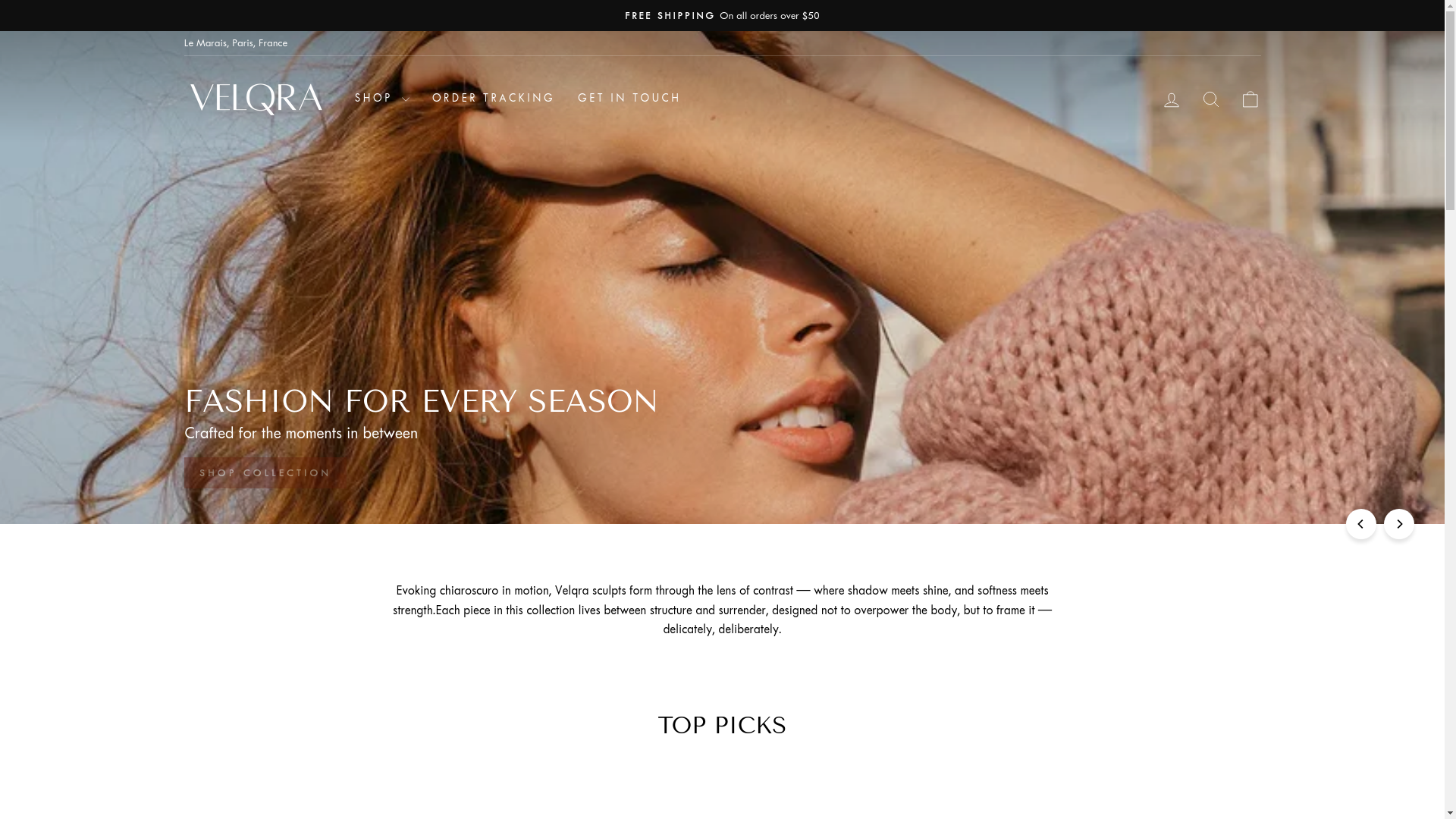 website screenshot of https://shopvelqra.store/
