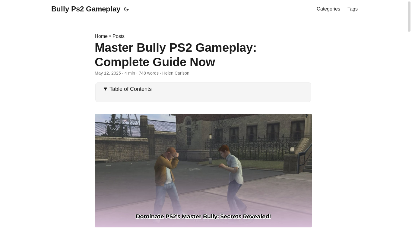 website screenshot of https://bully-ps2-gameplay.pages.dev/