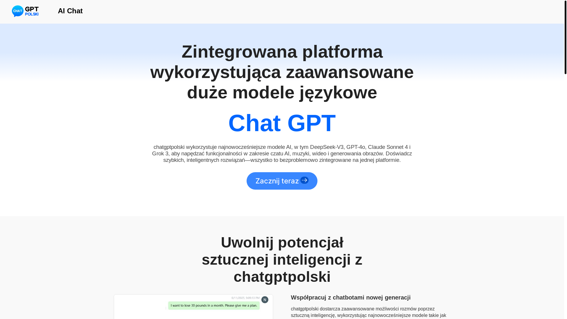 website screenshot of https://chatgptpolski.com/