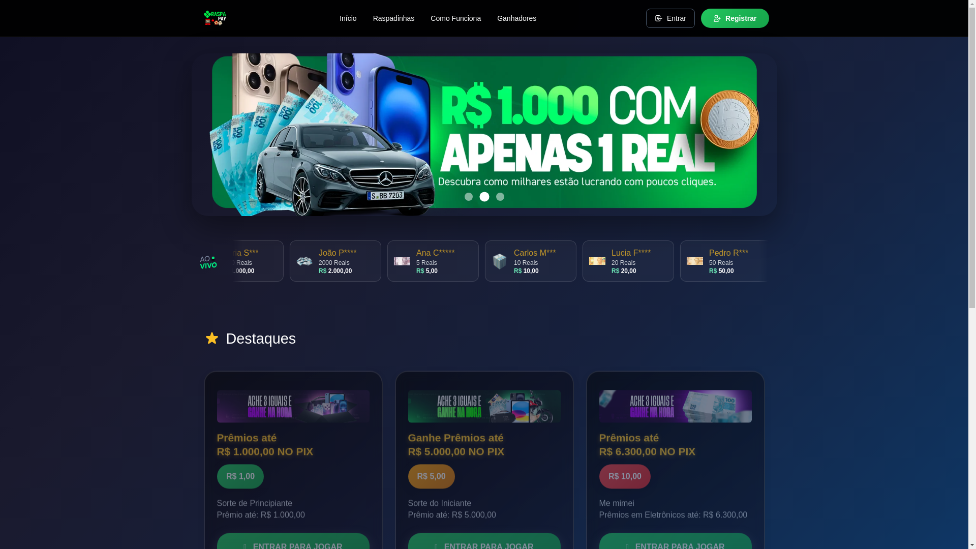 website screenshot of https://raspaapay.fun/