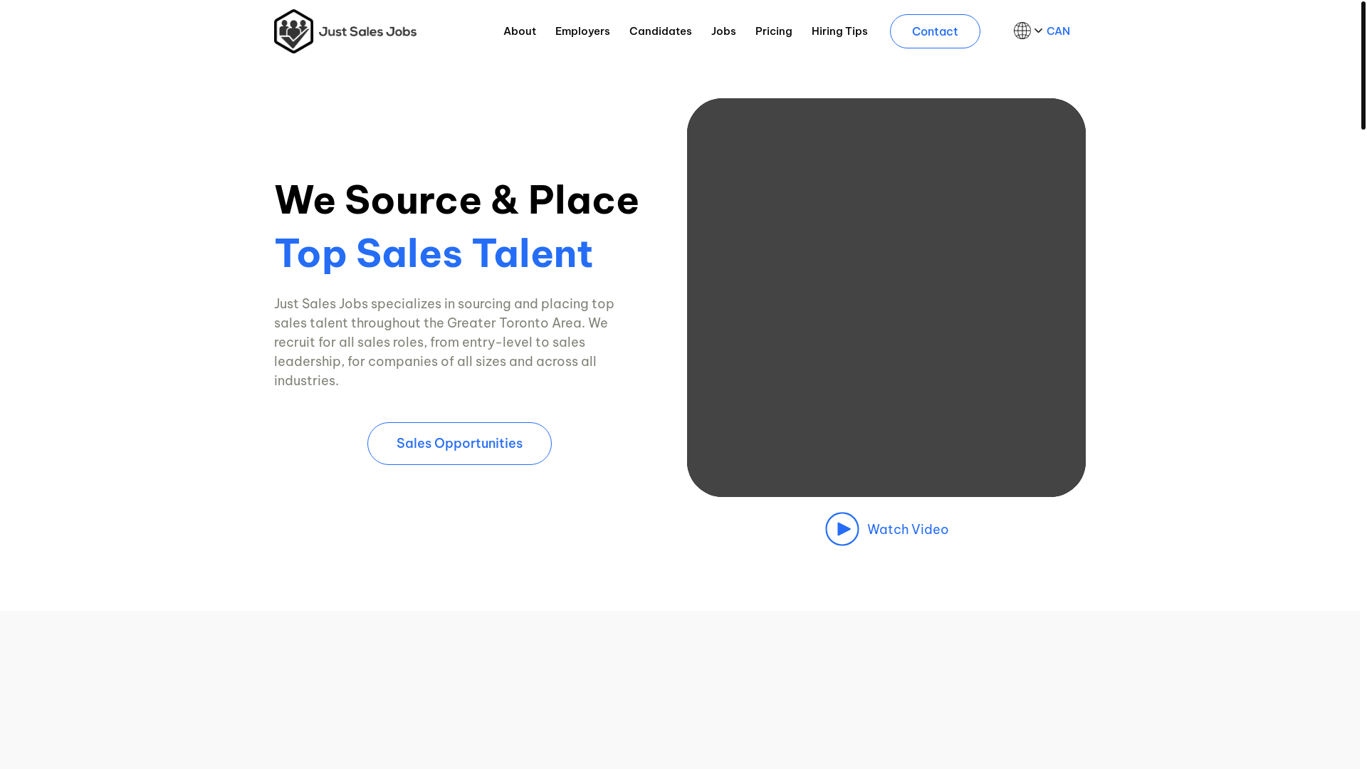 website screenshot of https://tryjustsalesjobsteam.com/