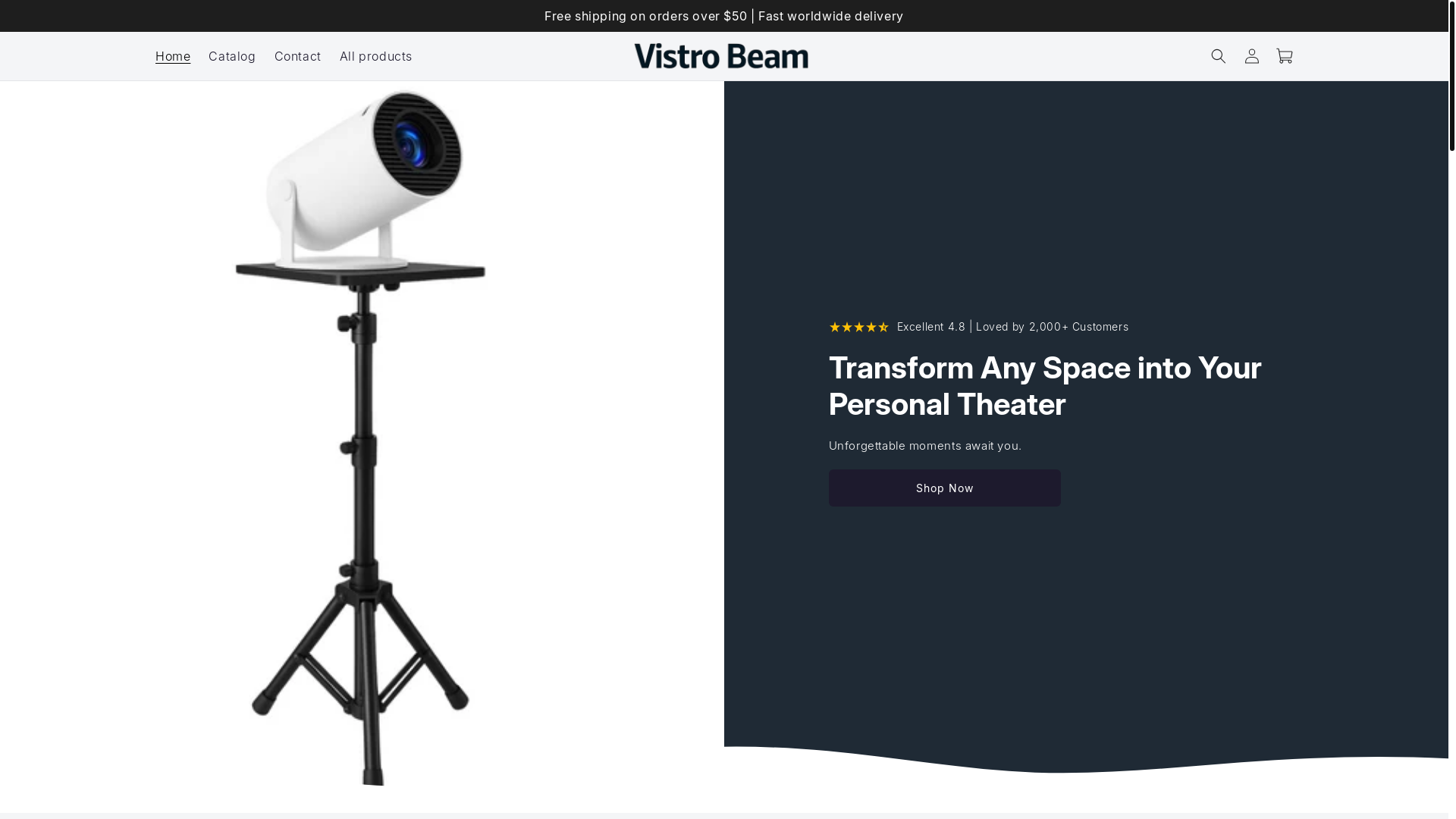 website screenshot of https://vistrobeam.com/