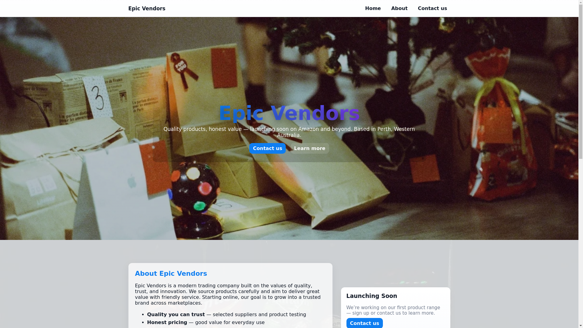 website screenshot of https://epic-vendors-site.pages.dev/