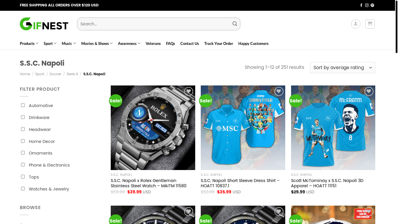 website screenshot of https://shopgifnest.com/napoli