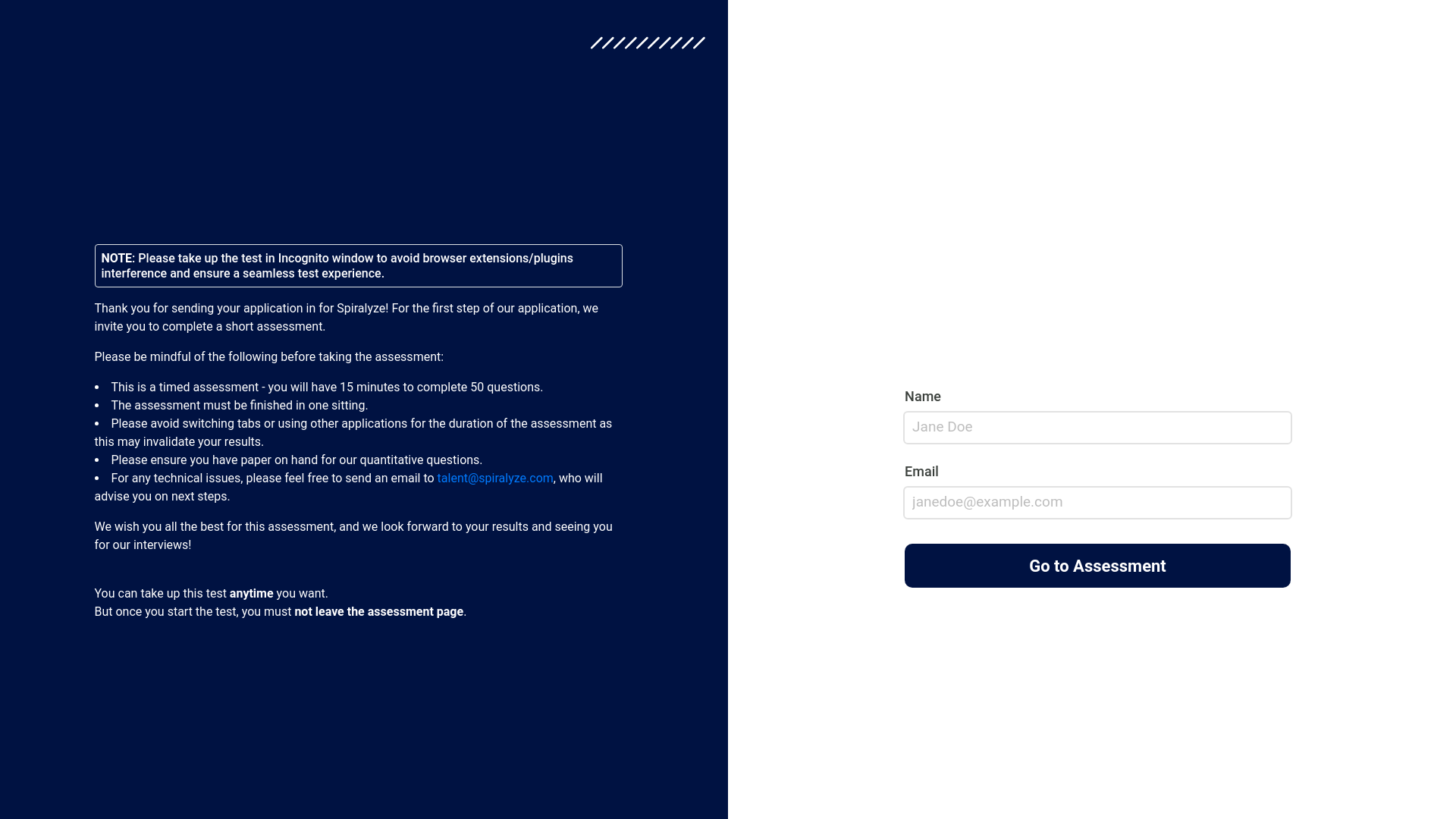 website screenshot of https://track.pstmrk.it/3s/spiralyze.xobin.com%2Fwc%2Fassessment%2F3HGS8DMDI1M/h0sH/-BfCAQ/AQ/9ebfc9ae-a3a3-4087-b4a0-5eb9c8bb18fb/1/yq9fzsRuYH