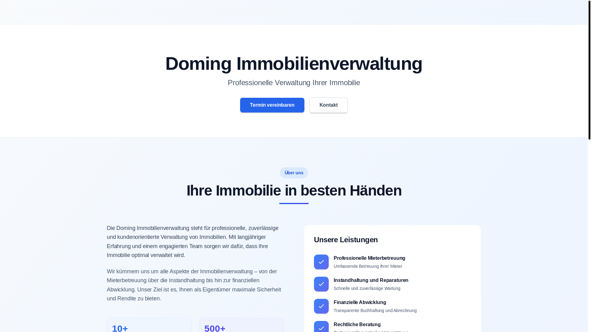 website screenshot of https://doming-verwaltung.de/