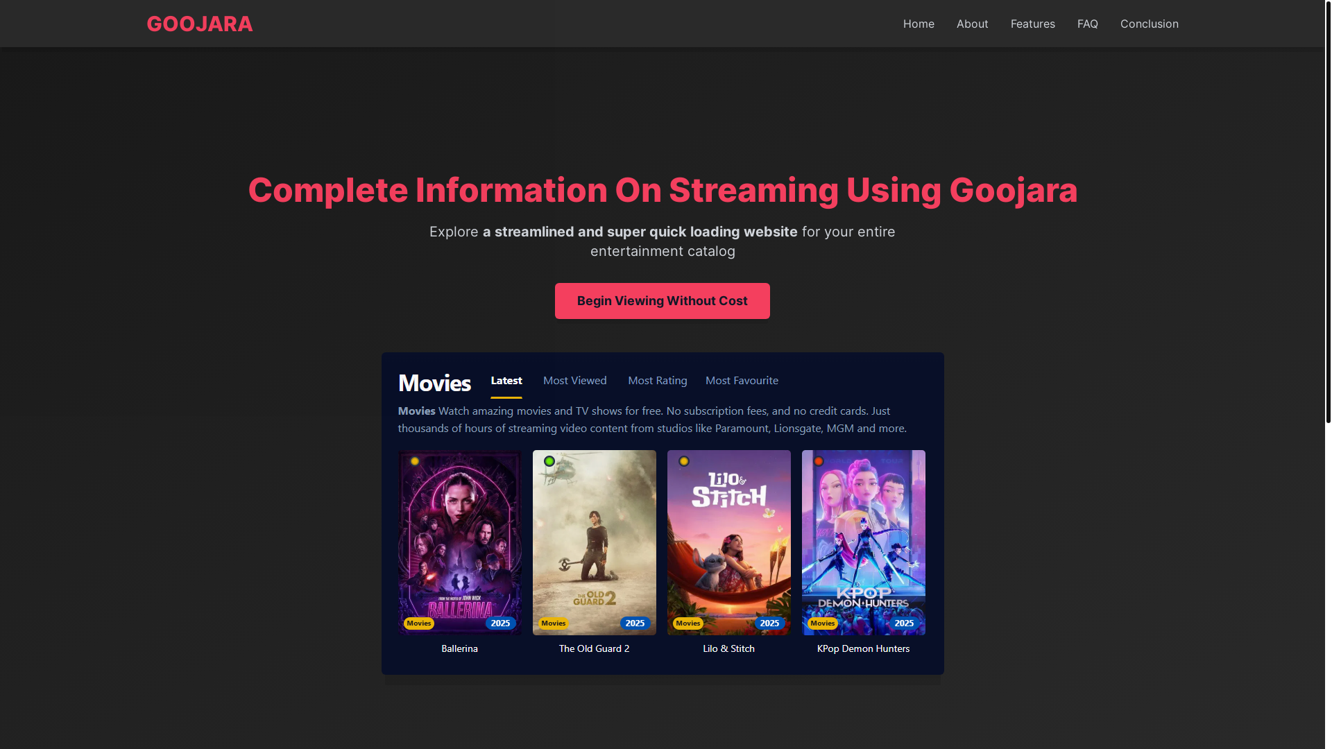 website screenshot of https://goojara-51lz.pages.dev/