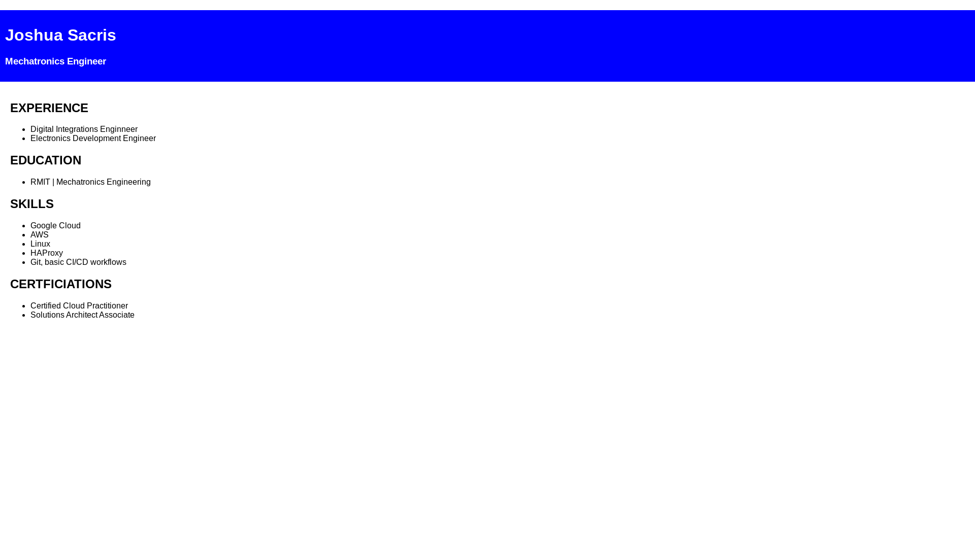 website screenshot of https://joshsacris.com/