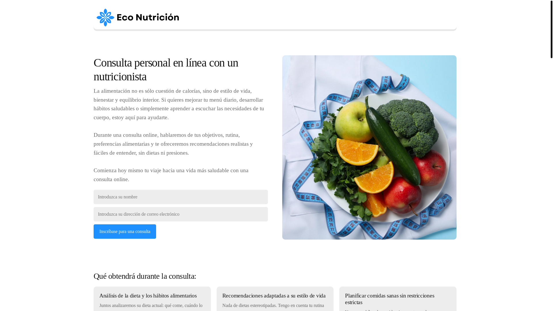 website screenshot of https://econutricionme.info/