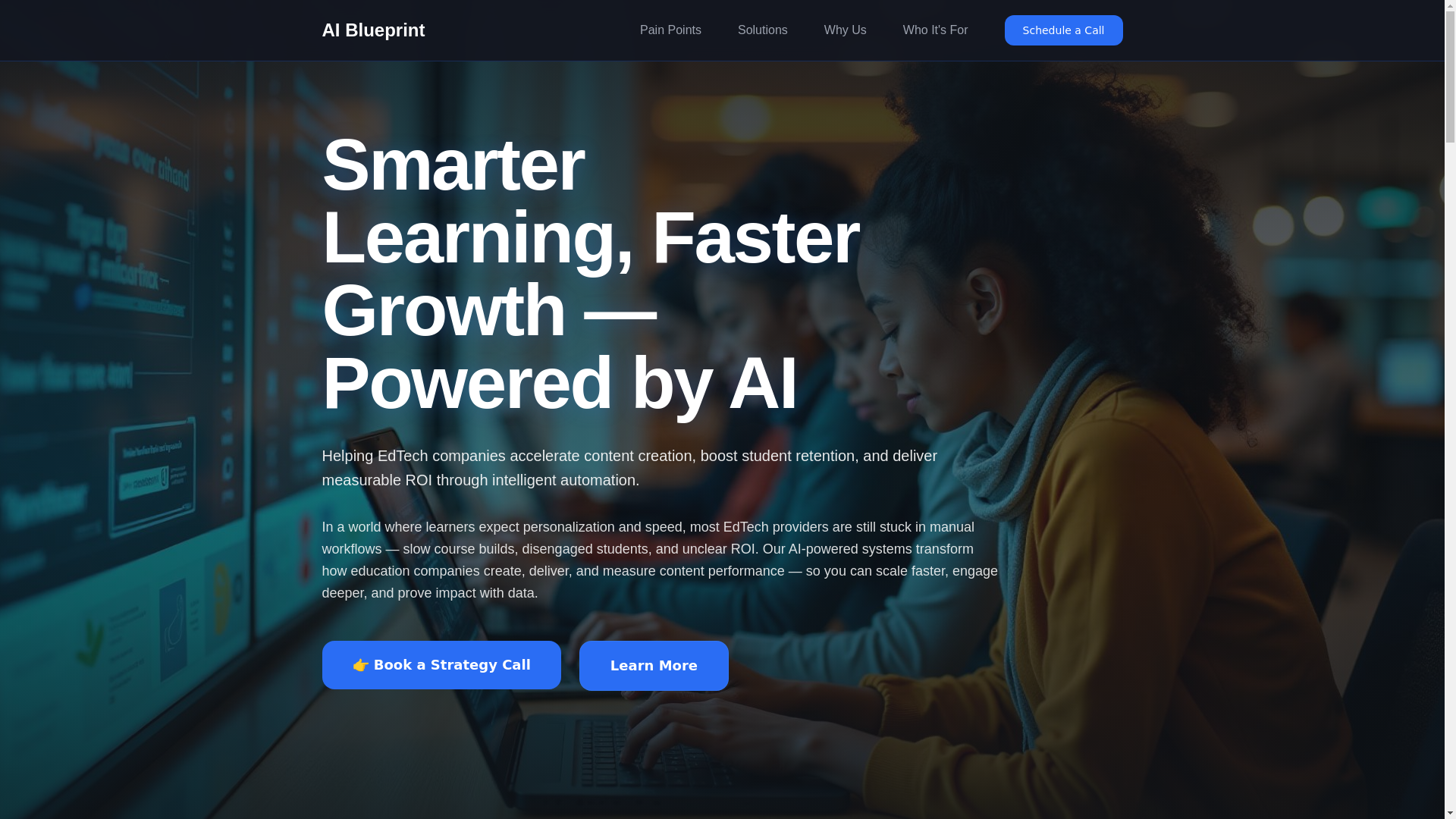 website screenshot of https://the-aiblueprint.com/