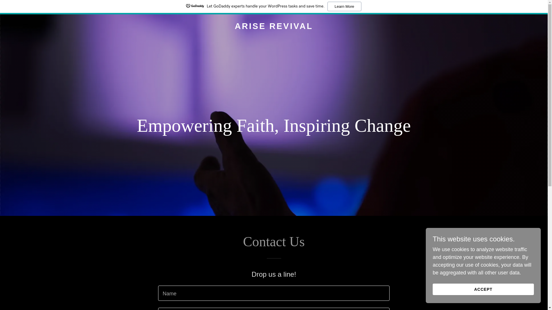 website screenshot of https://ariserevival.org/