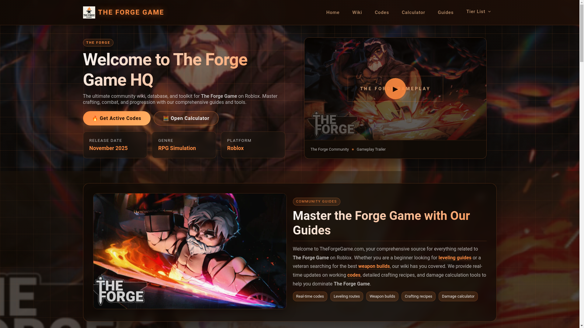 website screenshot of https://theforgegame.com