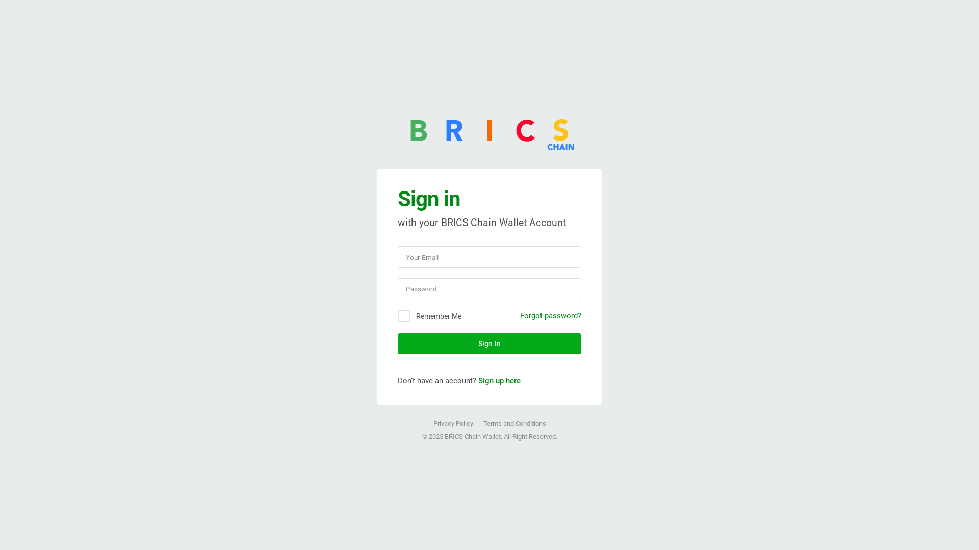 website screenshot of https://wallet.bricschain.org/user