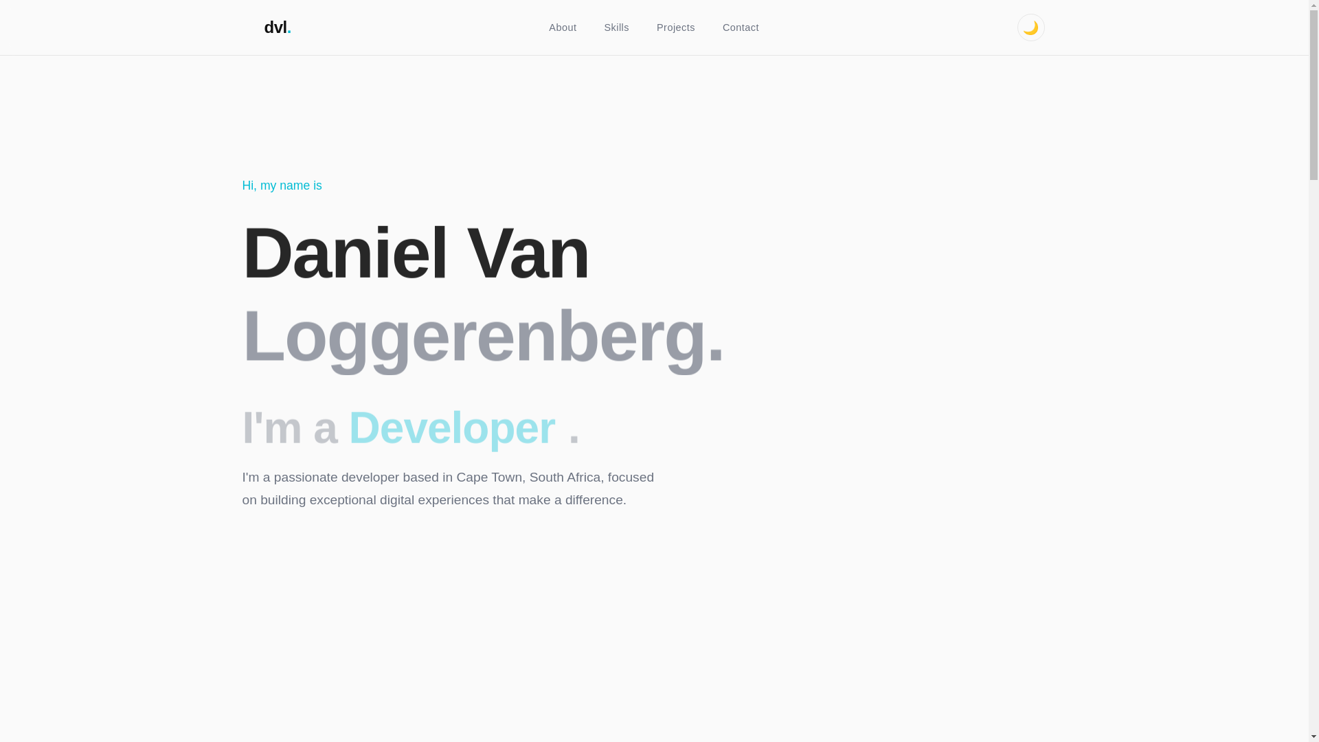 website screenshot of https://danny-vl.co.za/