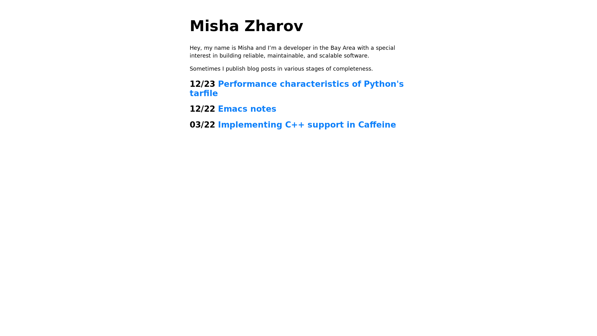website screenshot of https://mishazharov-com.pages.dev/