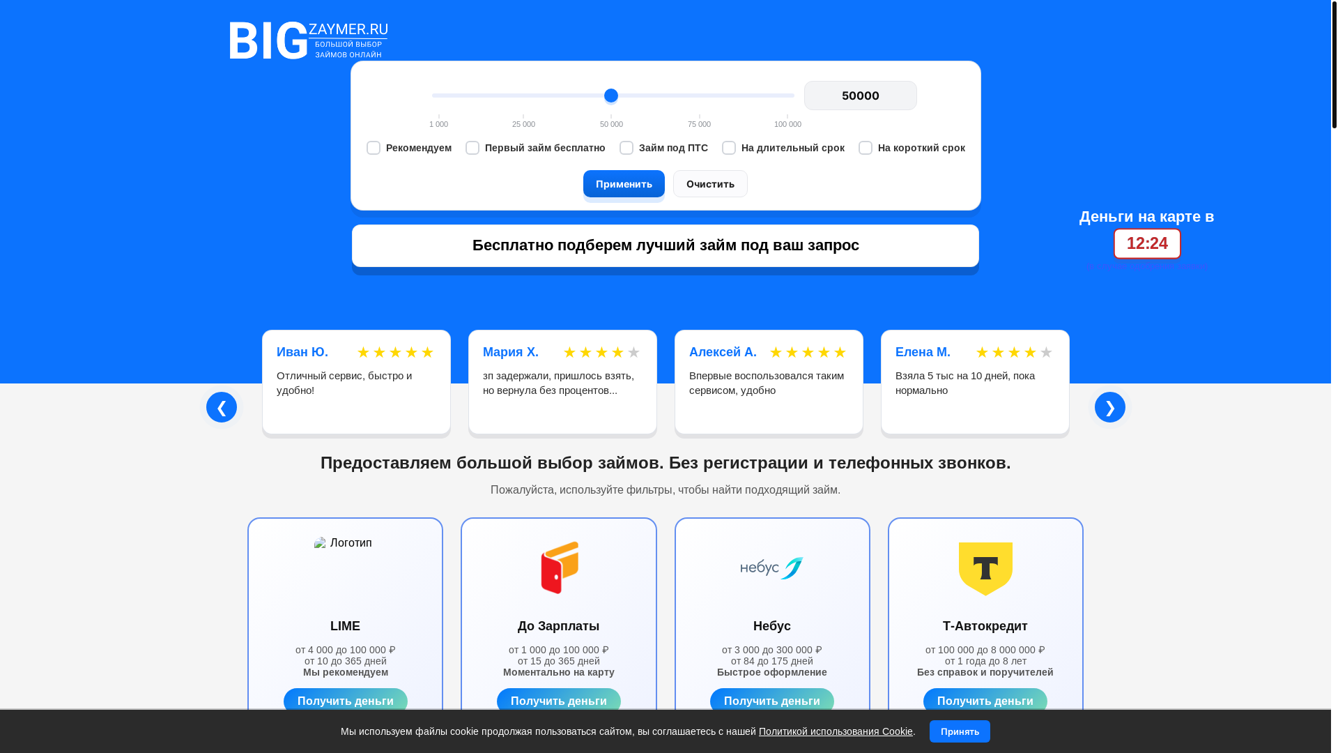 website screenshot of https://liderzaem.store/