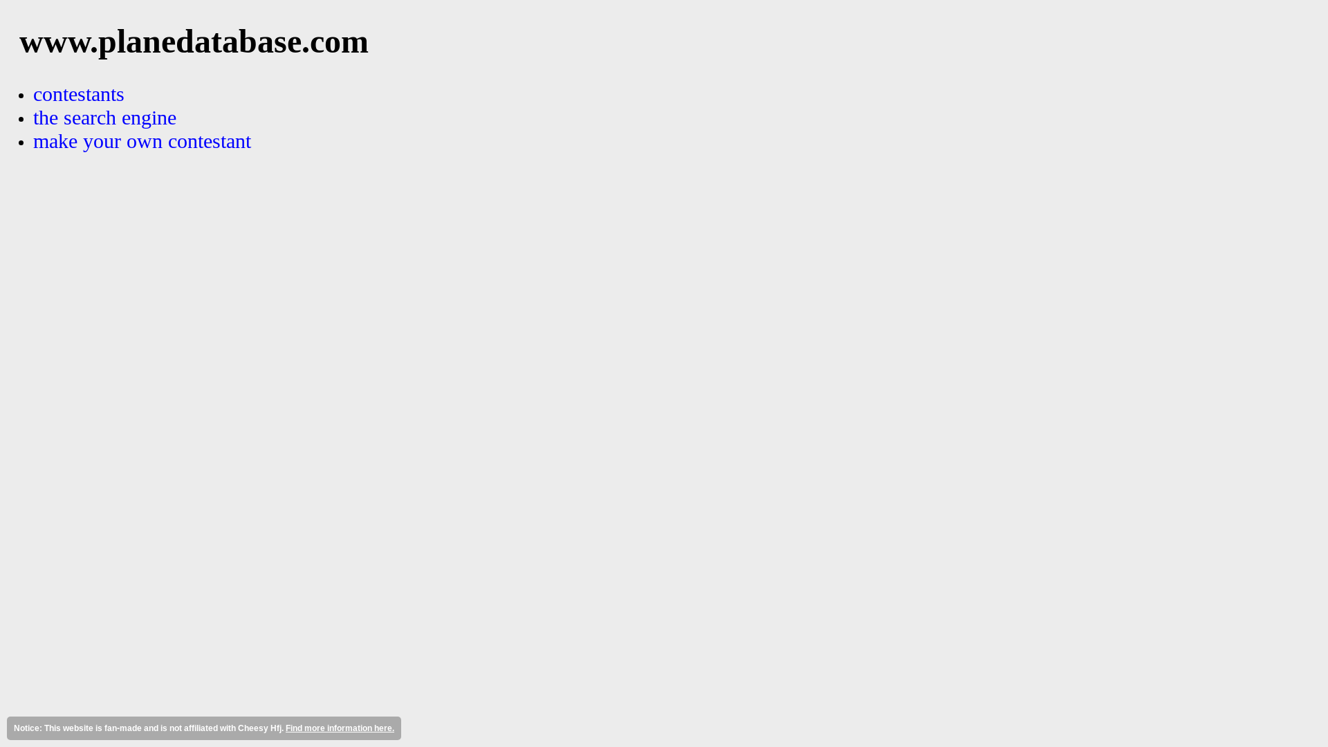website screenshot of https://planedatabase.pages.dev/