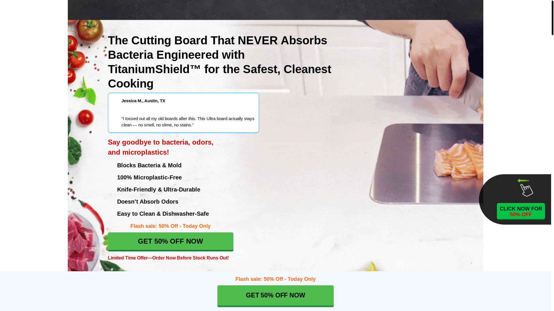 website screenshot of https://tivanocuttingboard.site/