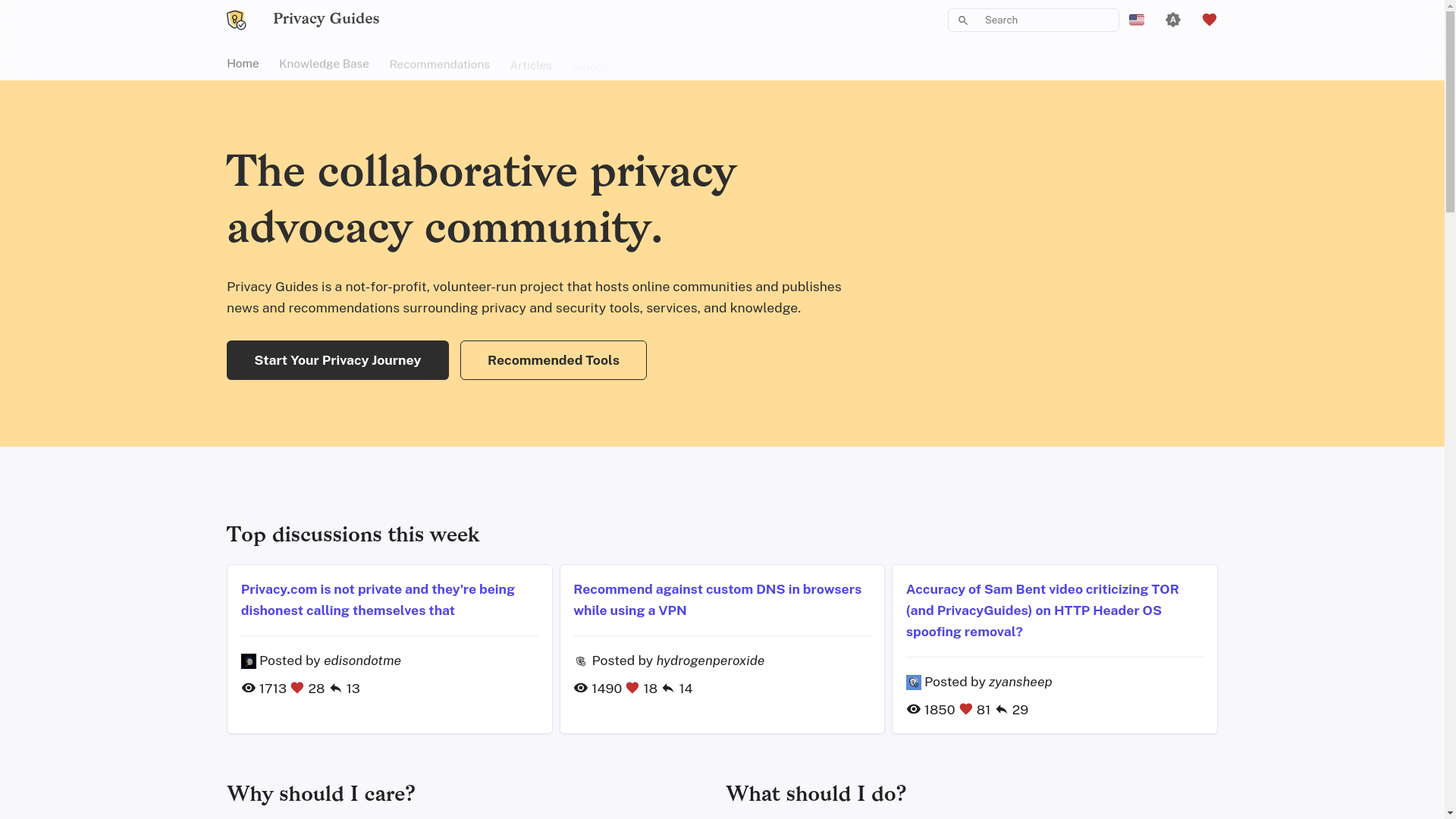 website screenshot of https://privacyguides.pages.dev/